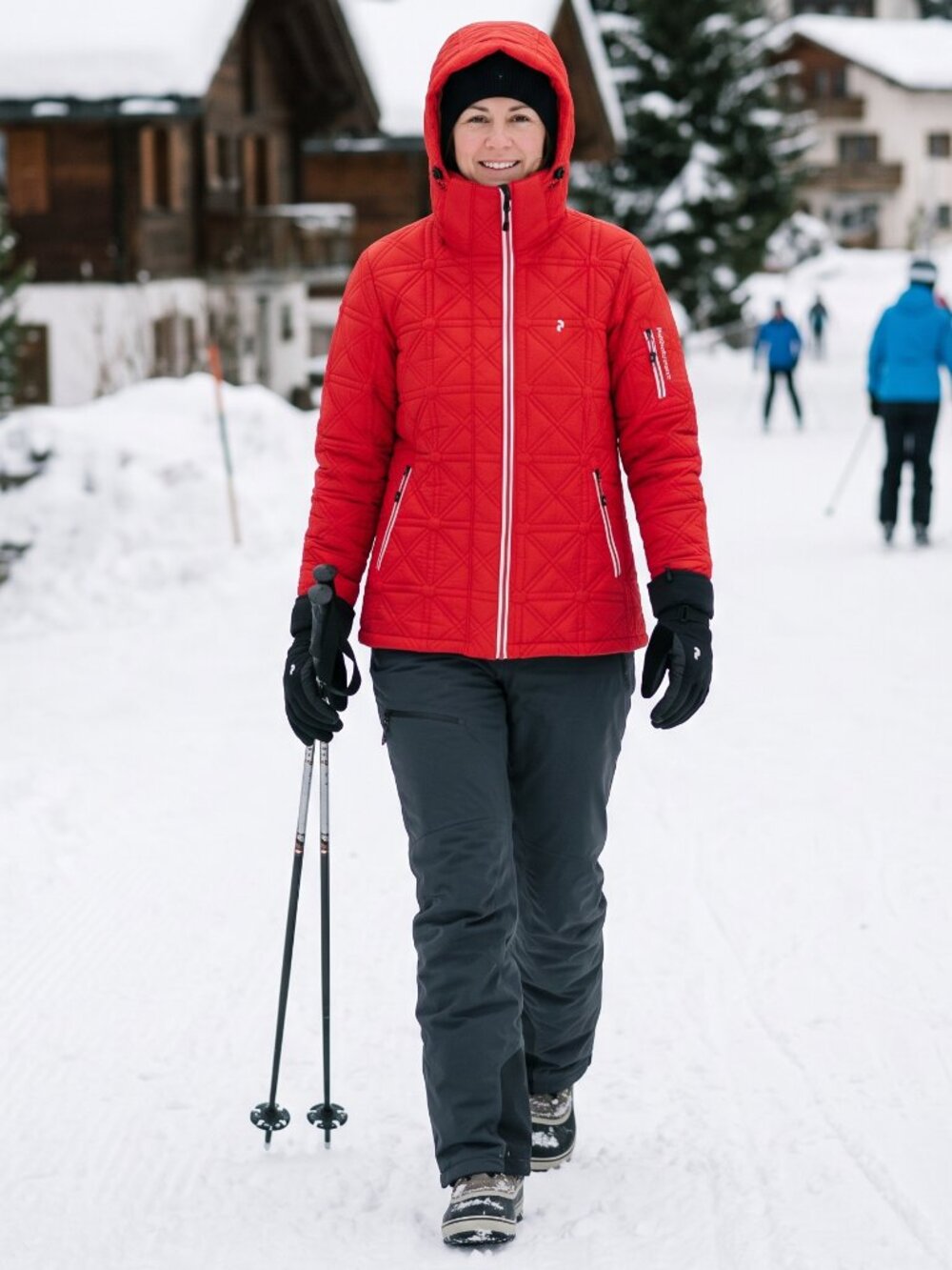 Peak Performance Thermolite Red Ski Jacket Detachable Hood Active Puffer L